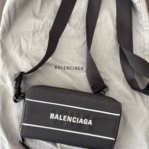 Balenciaga Black Crossbody Bag with White Details